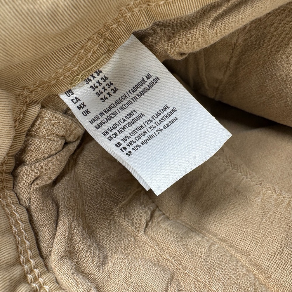 American Eagle Extreme Flex 4 Slim Straight Leg Chino Pants Beige Men's 34x34 - Picture 4 of 14